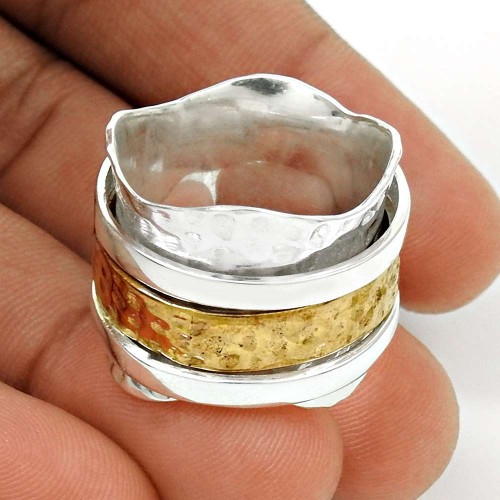 Pretty Solid 925 Sterling Silver Spinner Ring Size 8.5 Jewelry C92
