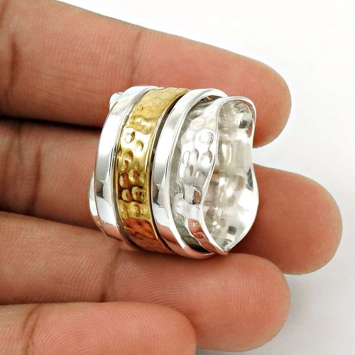 Lovely Solid 925 Sterling Silver Spinner Ring Size 10 Handmade Jewelry B93