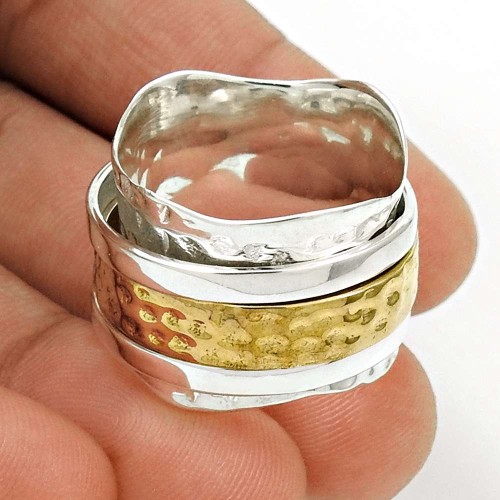 Graceful Solid 925 Sterling Silver Spinner Ring Size 8.5 Tribal Jewelry D93