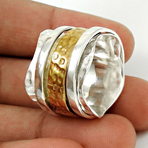 Daily Wear Solid 925 Sterling Silver Spinner Ring Size 9.5 Jewelry T93