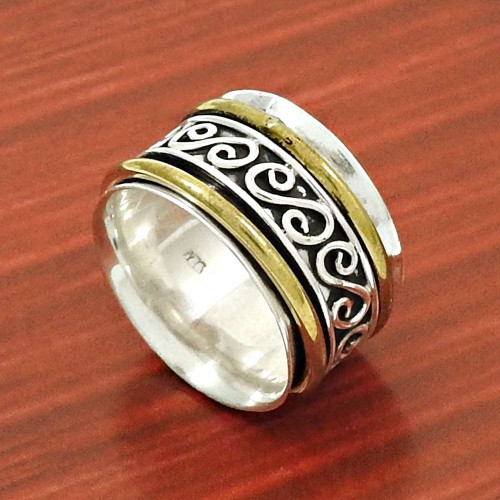 Scrumptious Solid 925 Sterling Silver Spinner Ring Size 6 Traditional Jewelry C93
