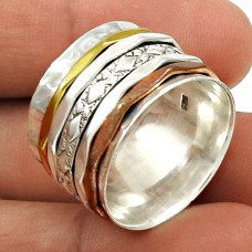 Personable Solid 925 Sterling Silver Spinner Ring Size 8.5 Vintage Jewelry C95