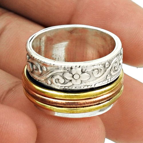 Amusable Solid 925 Sterling Silver Spinner Ring Size 9 Traditional Jewelry C94