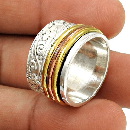 Beautiful Solid 925 Sterling Silver Spinner Ring Size 10 Jewelry D96
