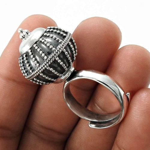 Solid 925 Sterling Oxidized Silver Ring Indian Jewelry L72