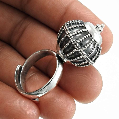 Solid 925 Sterling Silver Oxidized Ring Indian Handmade Jewelry M72