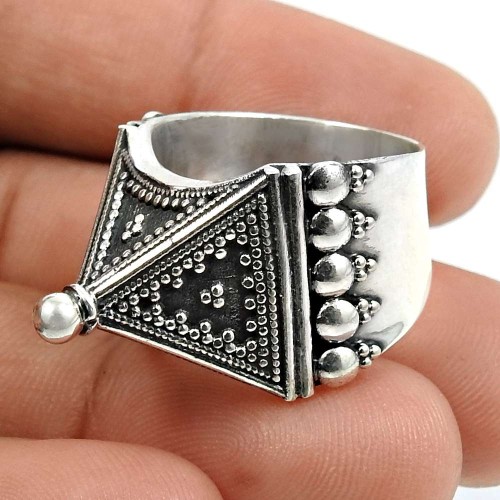Solid 925 Sterling Silver Ring Indian Jewelry V72