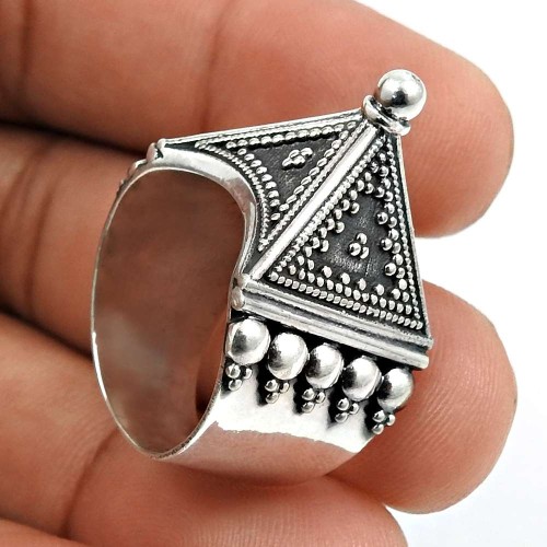 Solid 925 Sterling Silver Ring Indian Handmade Jewelry W72