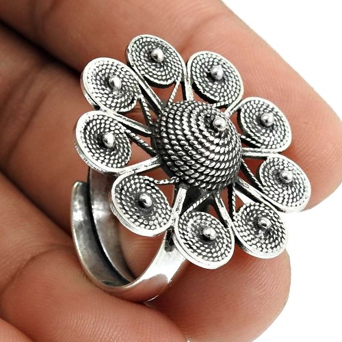 Solid 925 Sterling Silver Ring Tribal Jewelry X73