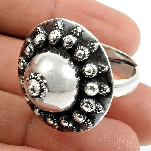 Solid 925 Sterling Silver Ring Ethnic Jewelry E74