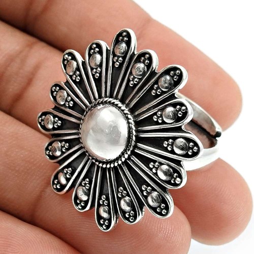 Solid 925 Sterling Silver Sun Flower Ring Vintage Jewelry M74