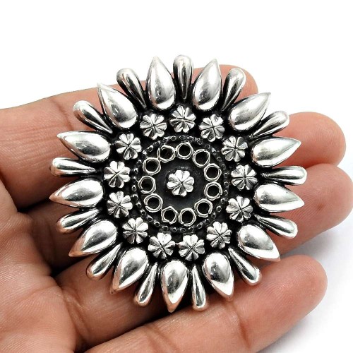 Solid 925 Sterling Silver Flower Ring Ethnic Jewelry Y74