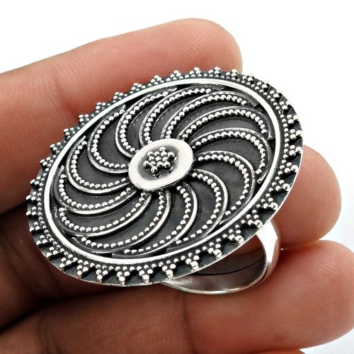 Solid 925 Sterling Silver Ring Tribal Jewelry B75
