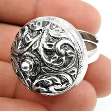 Solid 925 Sterling Silver Ring Ethnic Jewelry I75