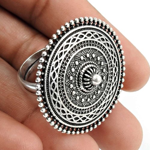 Solid 925 Sterling Silver Ring Tribal Jewelry L75