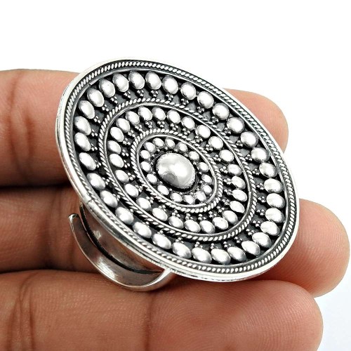 Solid 925 Sterling Silver Ring Traditional Jewelry B76