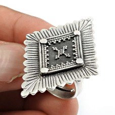 Solid 925 Sterling Silver Ring Tribal Jewelry F76