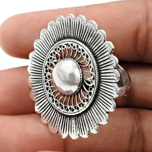 Solid 925 Sterling Silver Ring Handmade Indian Jewelry J76