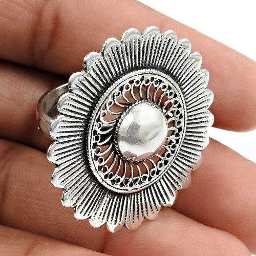 Solid 925 Sterling Silver Ring Vintage Jewelry K76