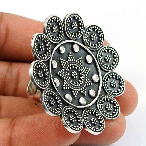 Solid 925 Sterling Silver Ring Indian Handmade Jewelry S76