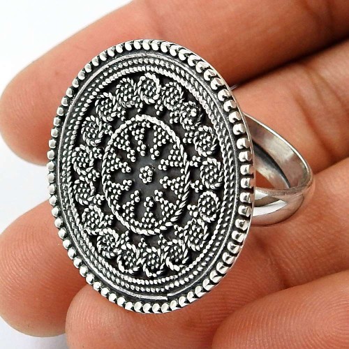 Solid 925 Sterling Silver Ring Tribal Jewelry Z76