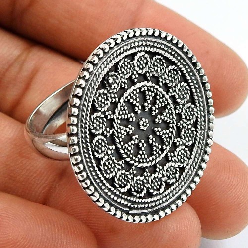 Solid 925 Sterling Silver Ring Handmade Jewelry A77