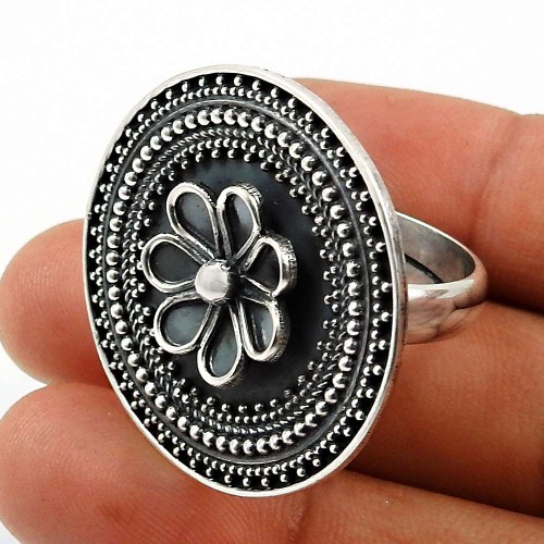Solid 925 Sterling Silver Ring Indian Handmade Jewelry C77
