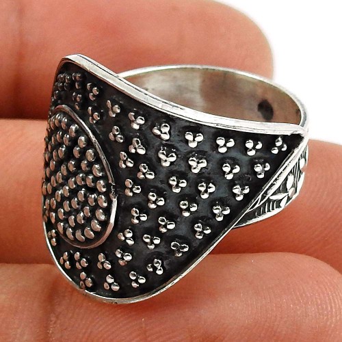 Solid 925 Sterling Silver Ring Indian Handmade Jewelry M77