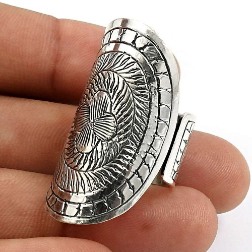 Indian HANDMADE Jewelry 925 Solid Sterling Silver Vintage Style Ring Size 7 R33