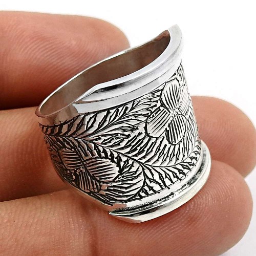 Antique Artisan Ring Size 8 925 Solid Sterling Silver HANDMADE Jewelry C34