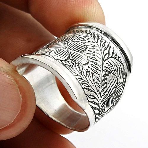 HANDMADE 925 Solid Sterling Silver Jewelry Artisan Ring Size 7 F34