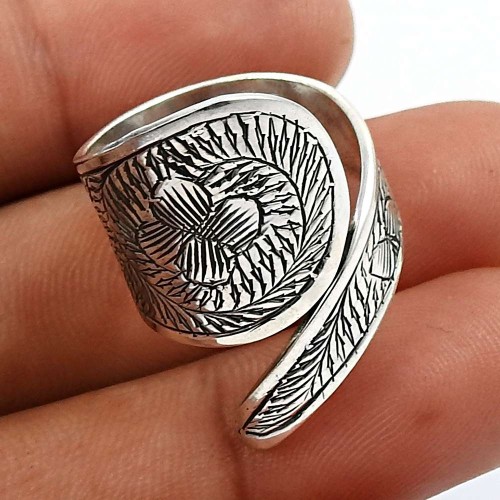 HANDMADE Indian Jewelry 925 Solid Sterling Silver Artisan Ring Size 7 J34