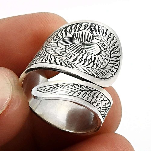 925 Sterling Silver HANDMADE Jewelry Antique Artisan Ring Size 8 K34