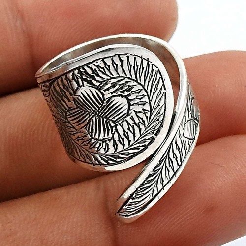 HANDMADE 925 Solid Sterling Silver Jewelry Vintage Style Ring Size 8 L34