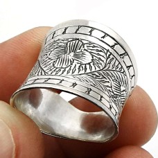 HANDMADE 925 Solid Sterling Silver Jewelry Artisan Ring Size 8 V34