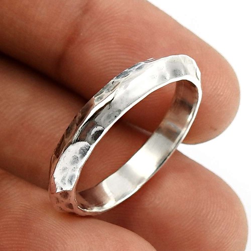 HANDMADE 925 Solid Sterling Silver Jewelry Band Ring Size 9 J35