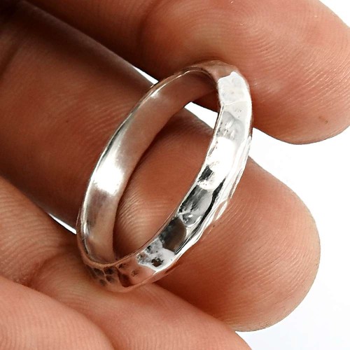 Band Ring Size 7 925 Solid Sterling Silver HANDMADE Indian Jewelry L35