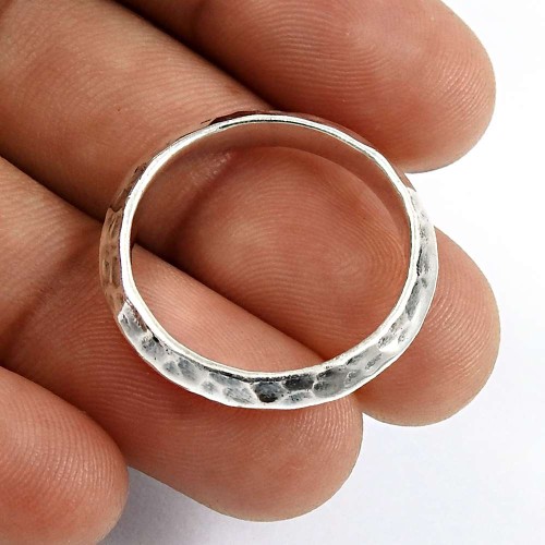 HANDMADE Indian Jewelry 925 Solid Sterling Silver Band Ring Size 7 Q3