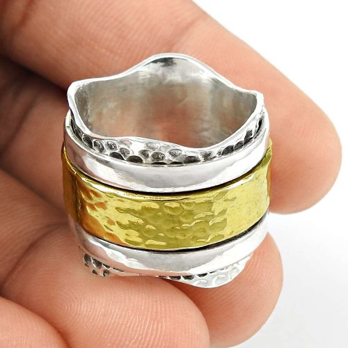 Rare Gold Plated 925 Sterling Silver Ethnic Ring
