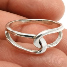 Women Gift 925 Sterling Silver HANDMADE Jewelry Knot Ring Size 6.5 SS1