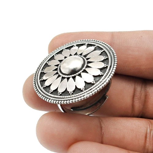 HANDMADE Indian Jewelry 925 Solid Sterling Silver Artisan Ring Size 9 G23
