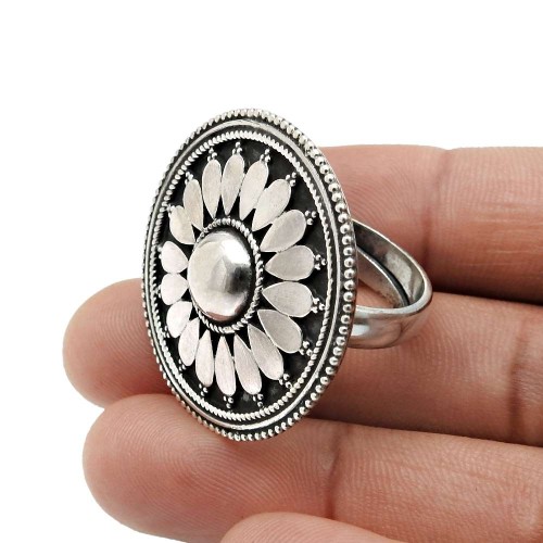 HANDMADE 925 Solid Sterling Silver Jewelry Antique Look Ring Size 9 H23