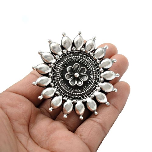 Antique Flower Ring Size 9 925 Solid Sterling Silver HANDMADE Indian Jewelry X27