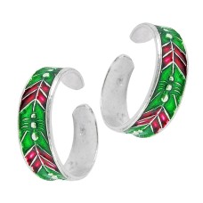 925 Silver Jewelry Ethnic Inlay Sterling Silver Handmade Toe Rings