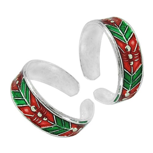 925 Sterling Silver Fashion Jewelry Trendy Inlay Handmade Toe Rings Supplier India