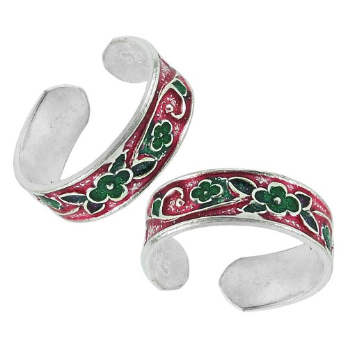 Indian Sterling Silver Jewelry Fashion Inlay Handmade Toe Rings Wholesaler India