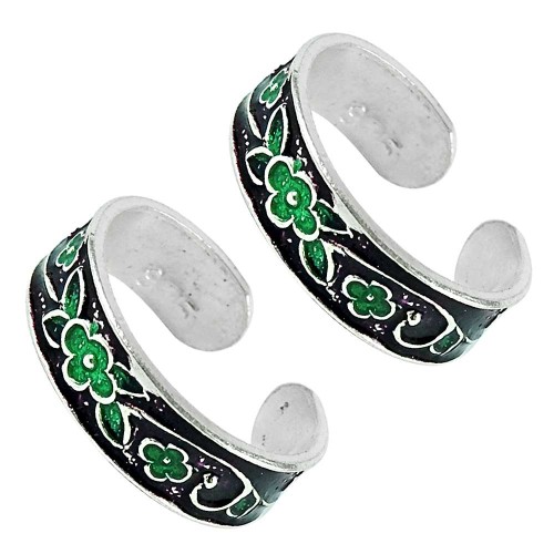 Sterling Silver Jewelry Ethnic Inlay Handmade Toe Rings