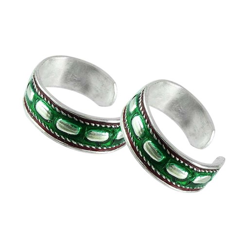Sterling Silver Fashion Jewelry Charming Inlay Handmade Toe Rings