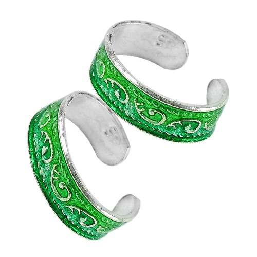 925 Silver Jewelry Traditional Inlay Handmade Toe Rings Exporter