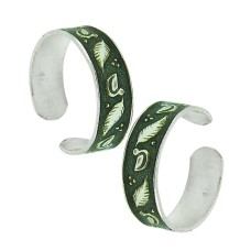 925 Sterling Silver Antique Jewelry Beautiful Inlay Handmade Toe Rings